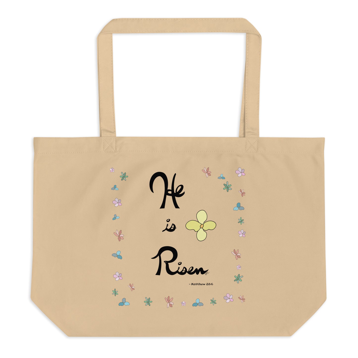 He is Risen (Flowered) - Brown Tote Bag
