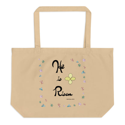 He is Risen (Flowered) - Brown Tote Bag