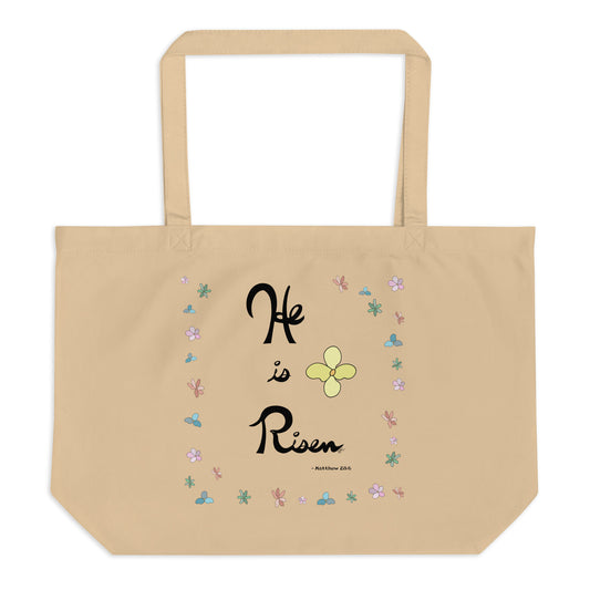 He is Risen (Flowered) - Brown Tote Bag