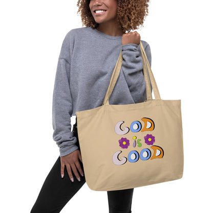 God is Good (Two Flowers) - Brown Tote Bag