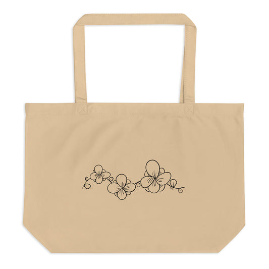 Black Flower Lace - Brown Tote Bag