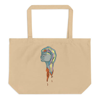 Turquoise Mermaid Head - Brown Tote Bag