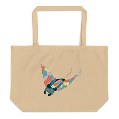 Turquoise Sunset Manta Ray - Brown Tote Bag