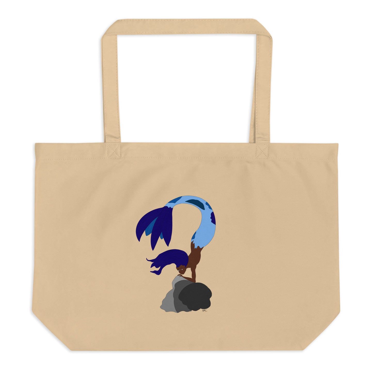 Blue Haired Mermaid - Brown Tote Bag