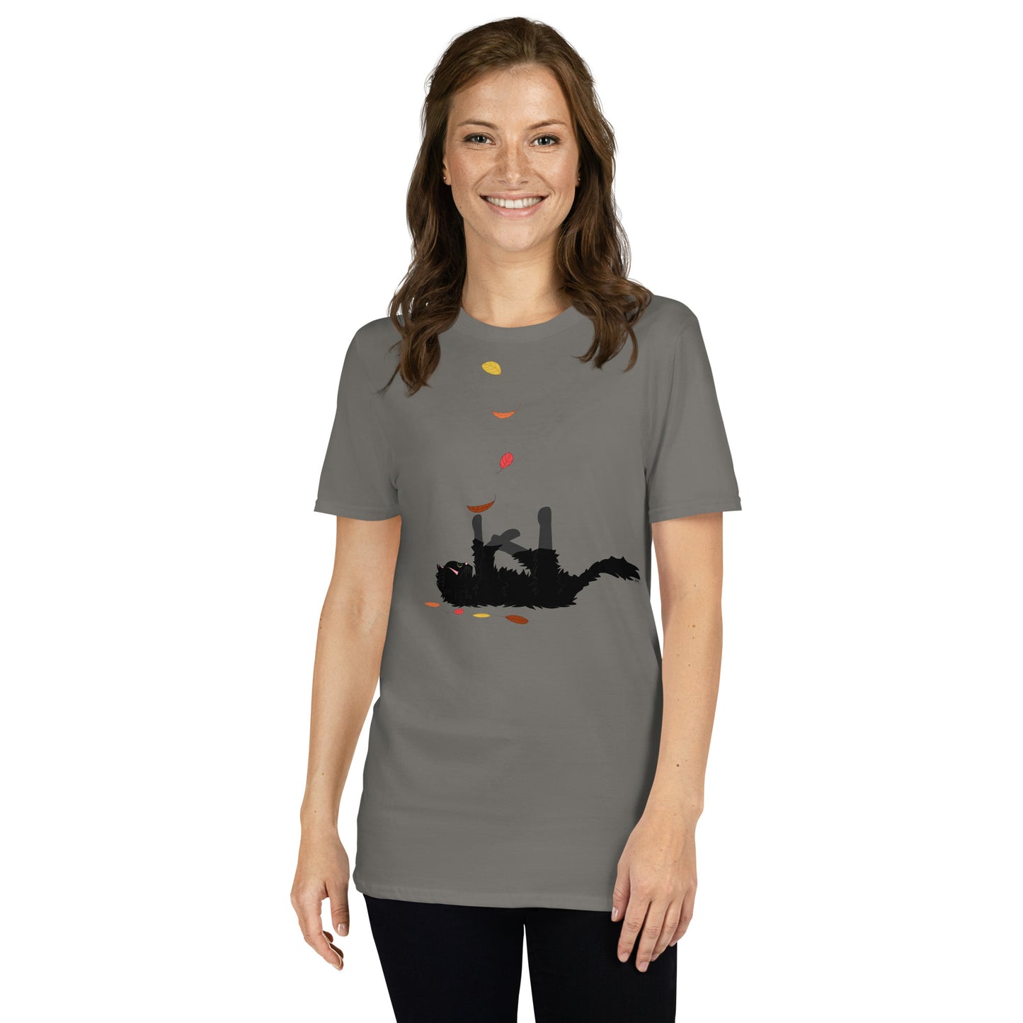 Kitten & Falling Leaves - Women's T-Shirt