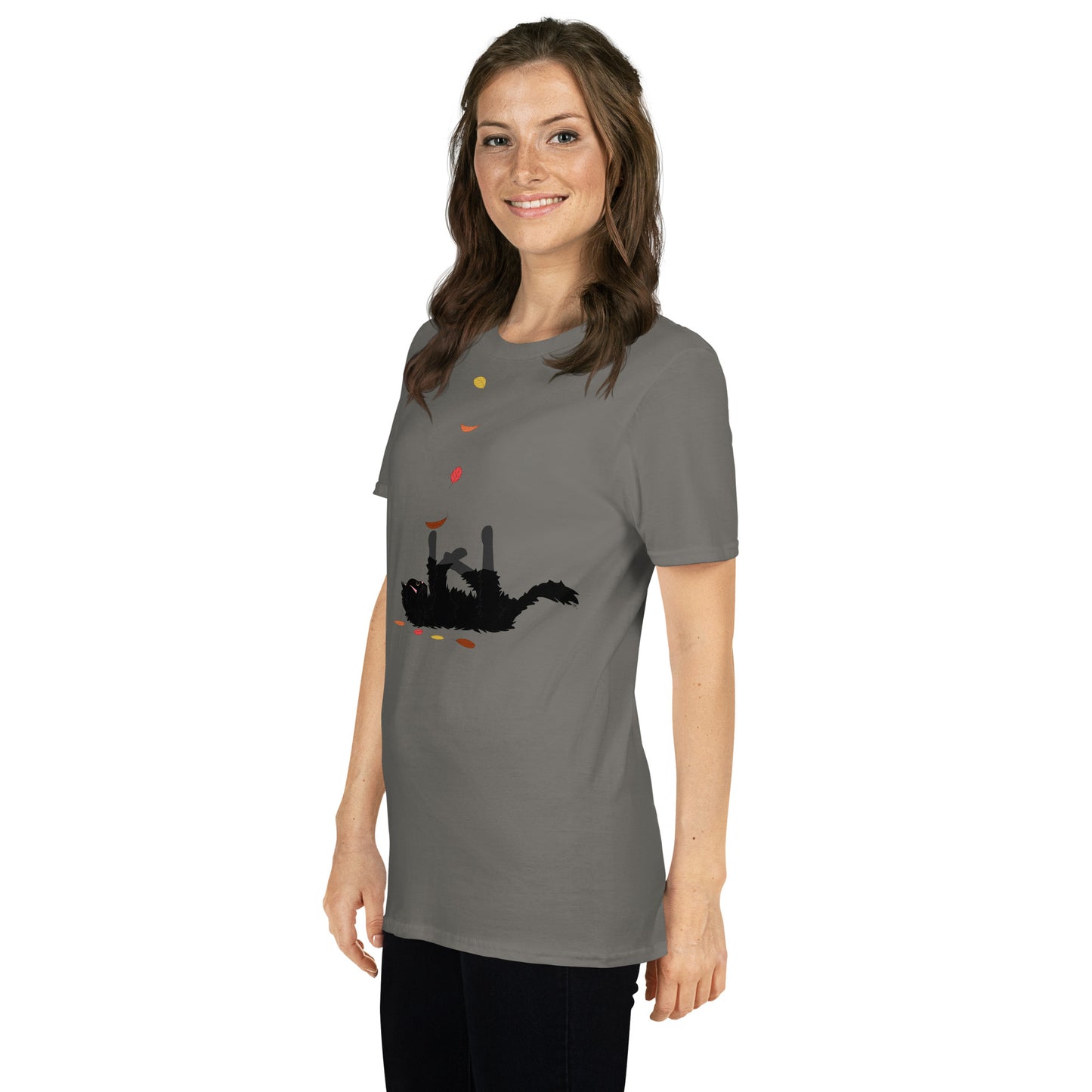 Kitten & Falling Leaves - Women's T-Shirt