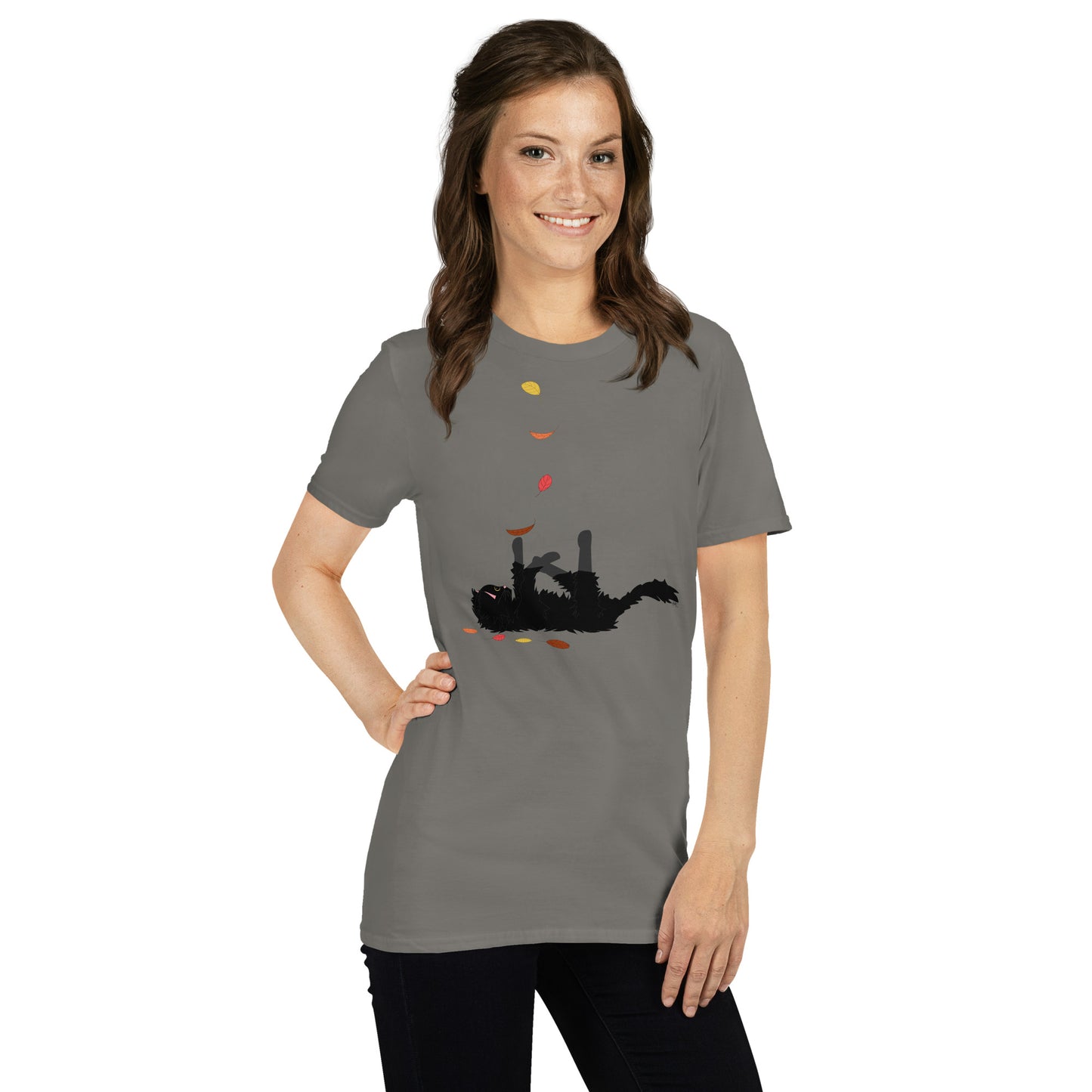 Kitten & Falling Leaves - Women's T-Shirt