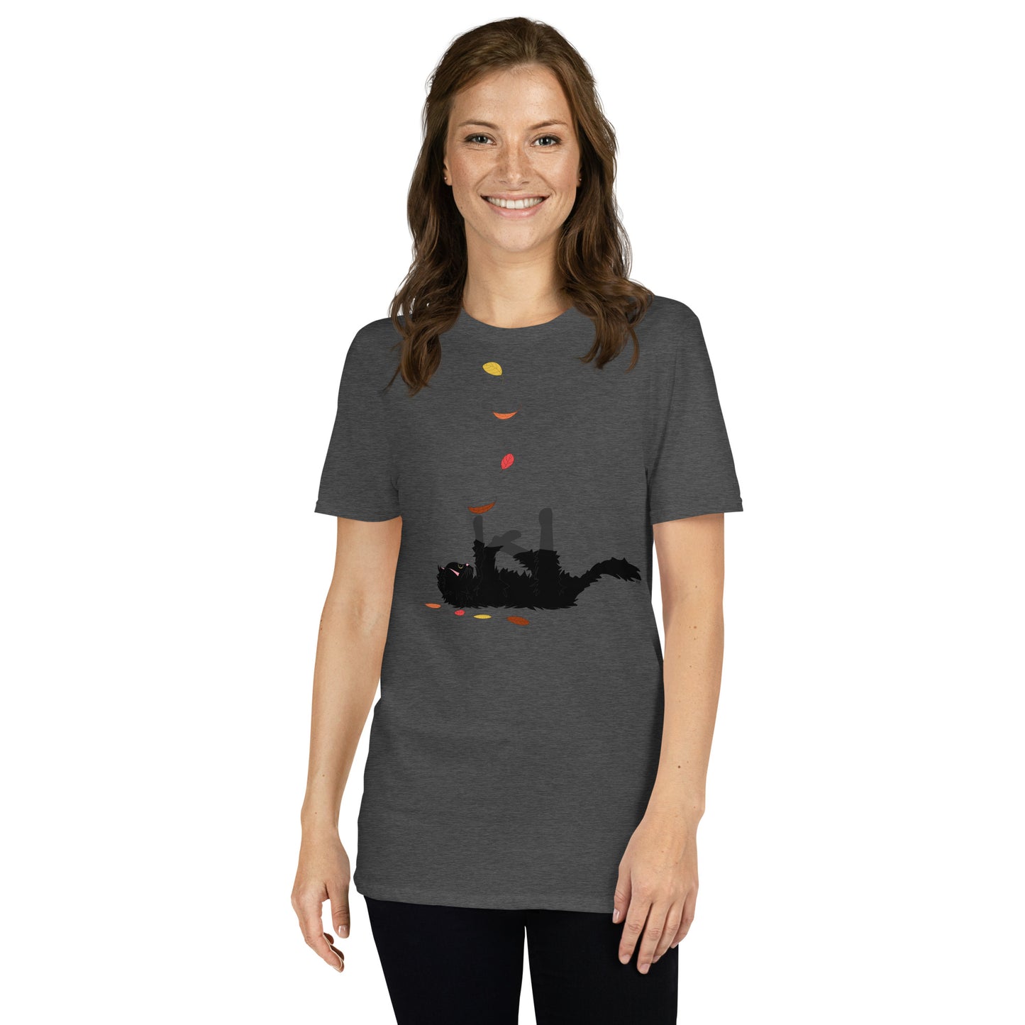 Kitten & Falling Leaves - Women's T-Shirt