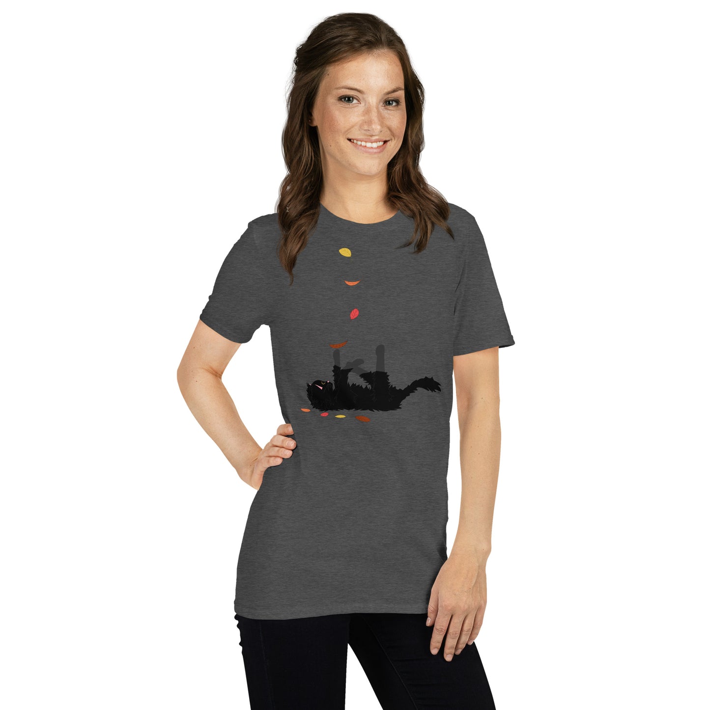 Kitten & Falling Leaves - Women's T-Shirt
