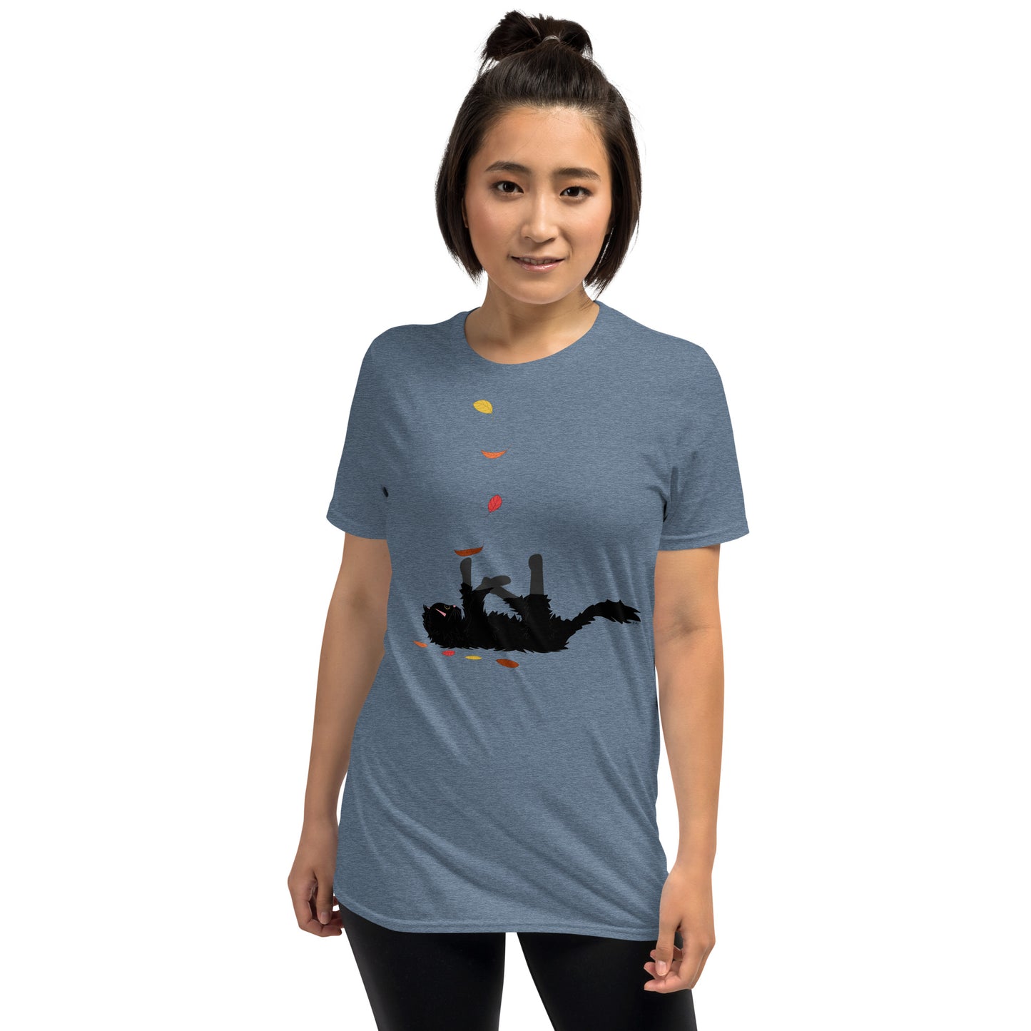 Kitten & Falling Leaves - Women's T-Shirt