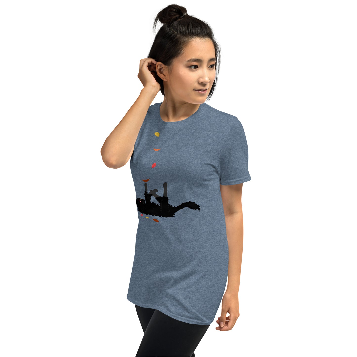 Kitten & Falling Leaves - Women's T-Shirt