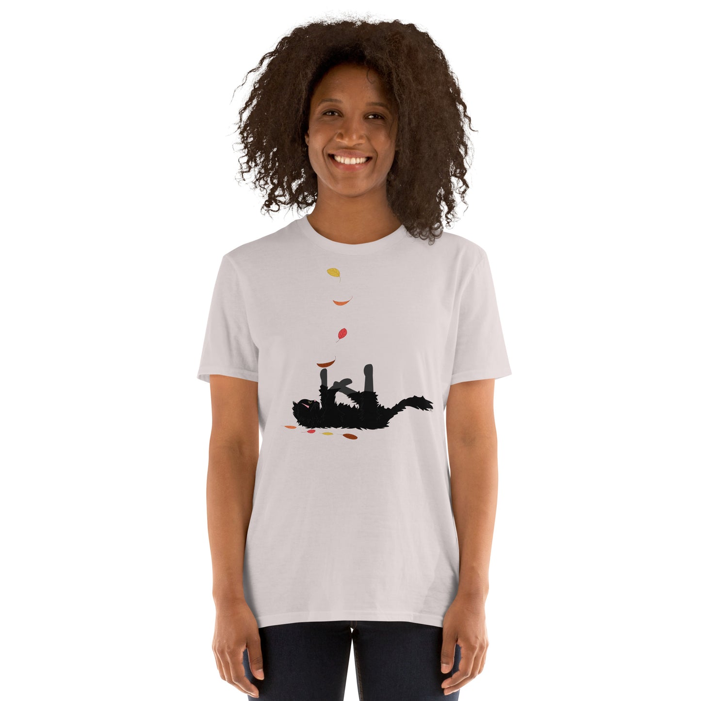 Kitten & Falling Leaves - Women's T-Shirt