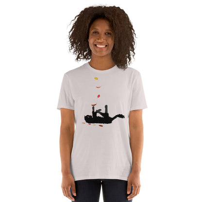 Kitten & Falling Leaves - Women's T-Shirt