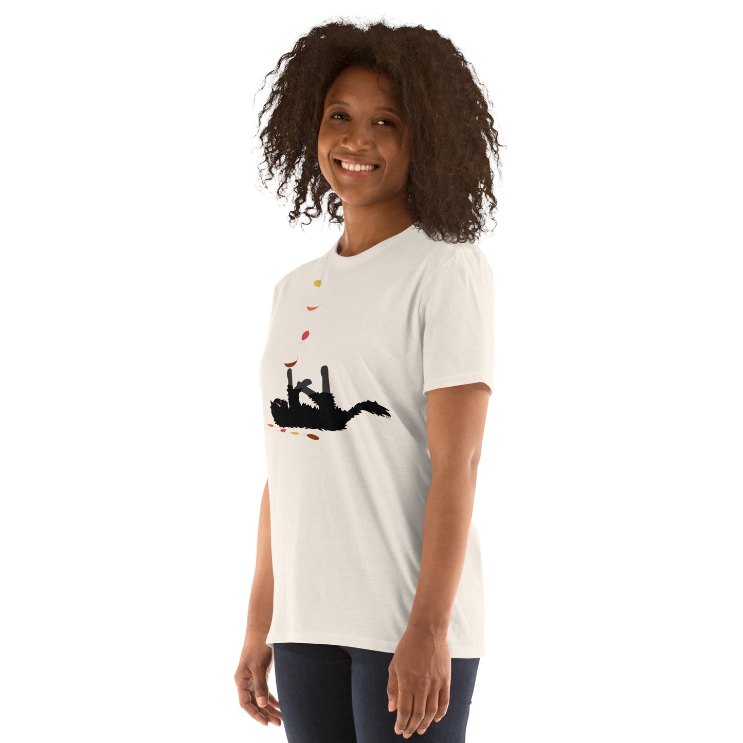 Kitten & Falling Leaves - Women's T-Shirt