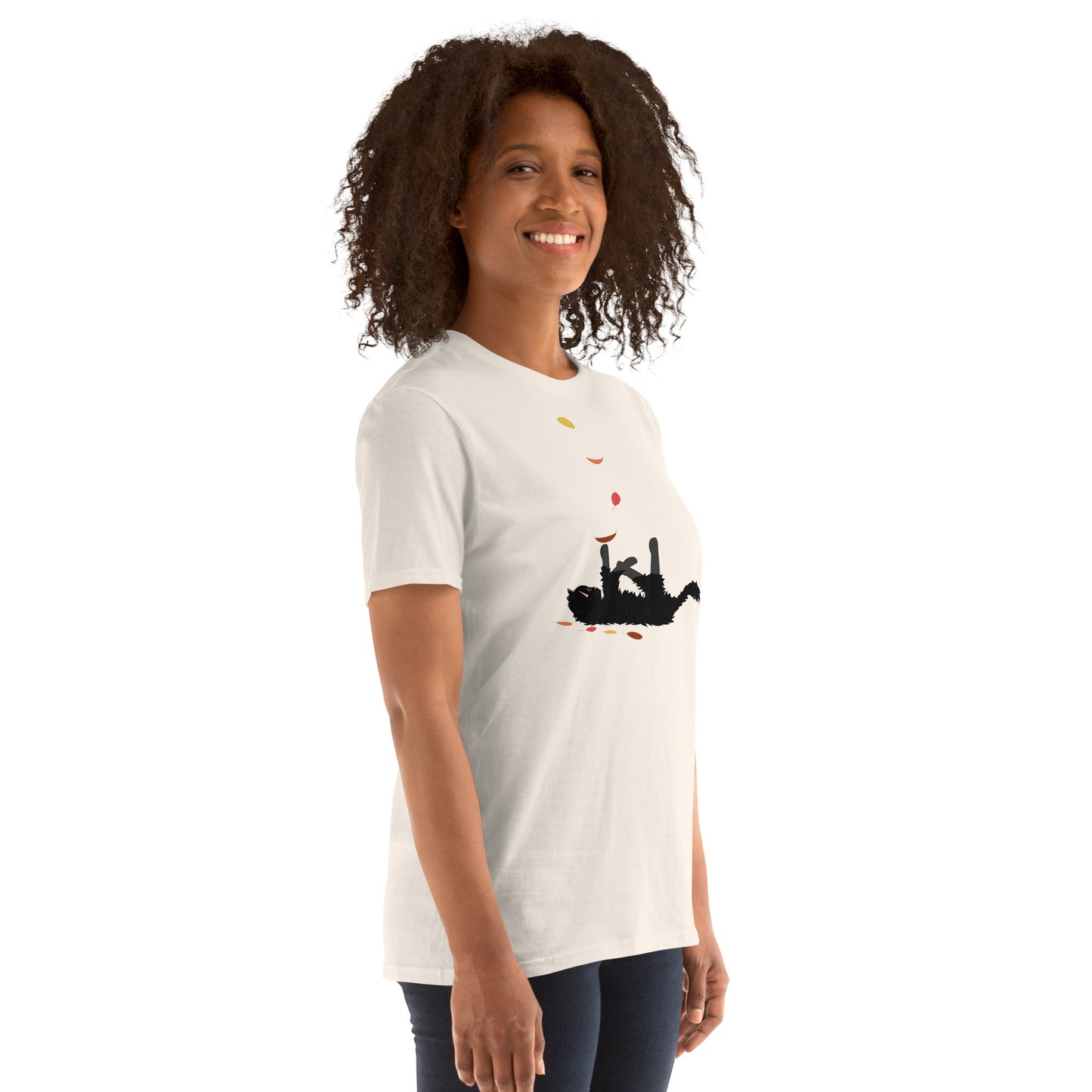 Kitten & Falling Leaves - Women's T-Shirt