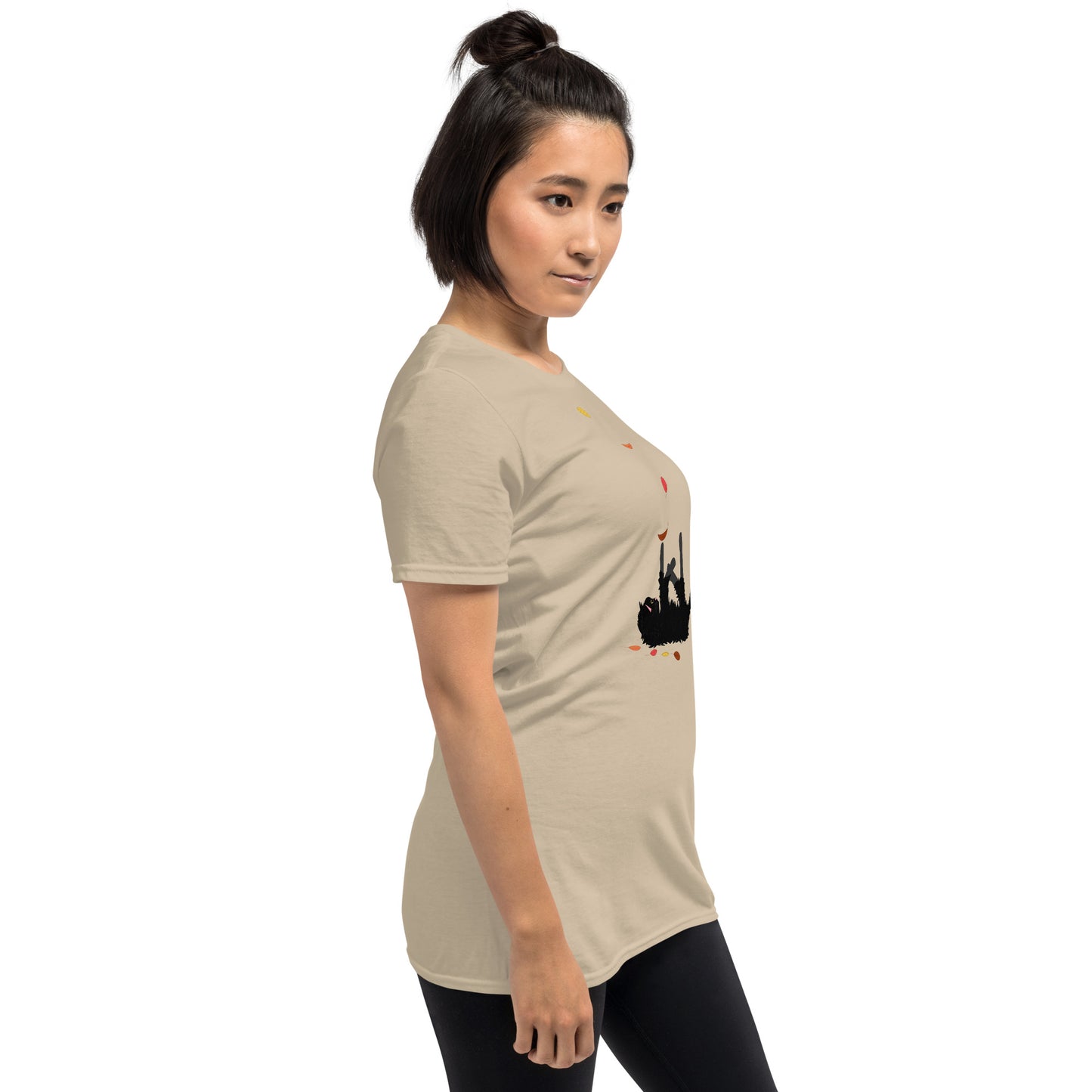 Kitten & Falling Leaves - Women's T-Shirt