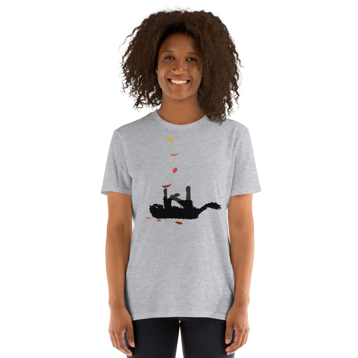 Kitten & Falling Leaves - Women's T-Shirt