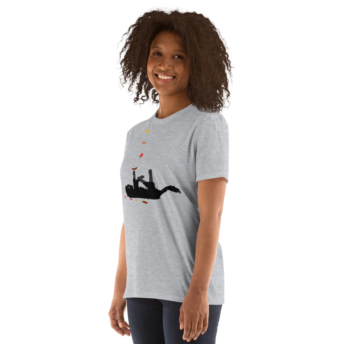 Kitten & Falling Leaves - Women's T-Shirt