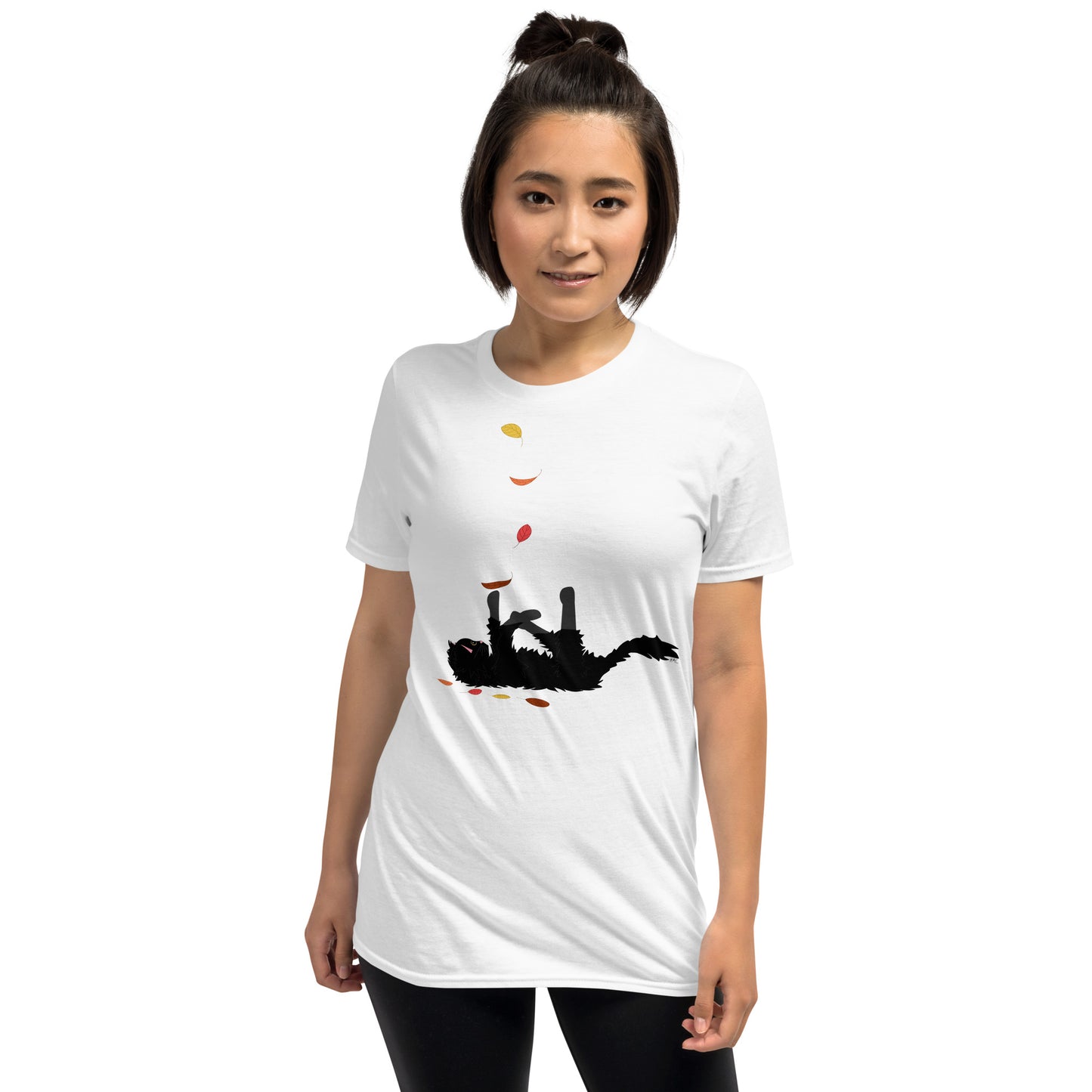 Kitten & Falling Leaves - Women's T-Shirt