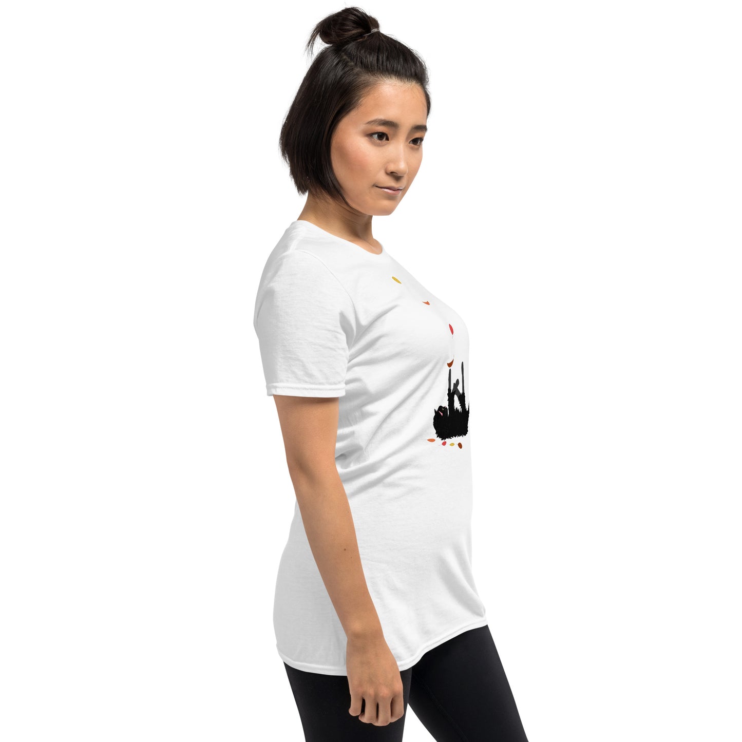 Kitten & Falling Leaves - Women's T-Shirt