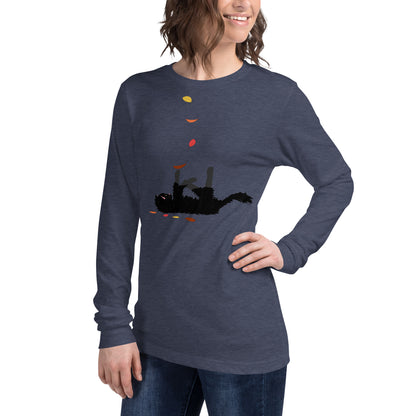 Kitten & Falling Leaves - Women's Long Sleeved Shirt