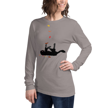 Kitten & Falling Leaves - Women's Long Sleeved Shirt