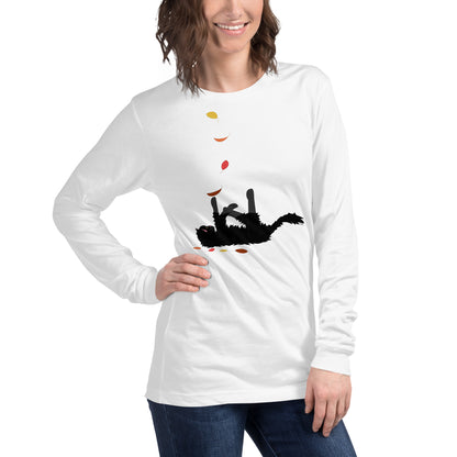 Kitten & Falling Leaves - Women's Long Sleeved Shirt