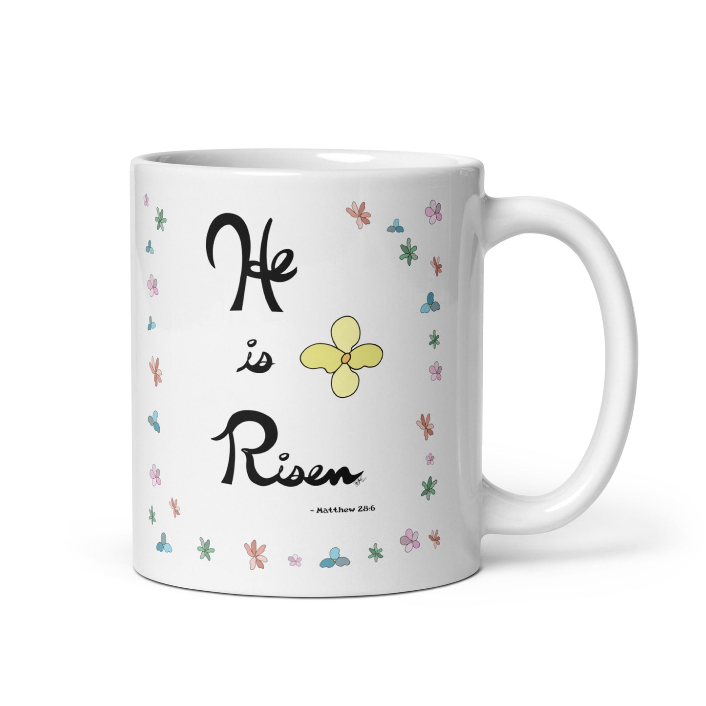 He is Risen (Flowered) - Glossy Mug