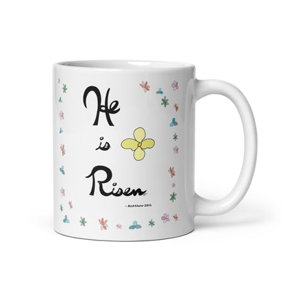 He is Risen (Flowered) - Glossy Mug