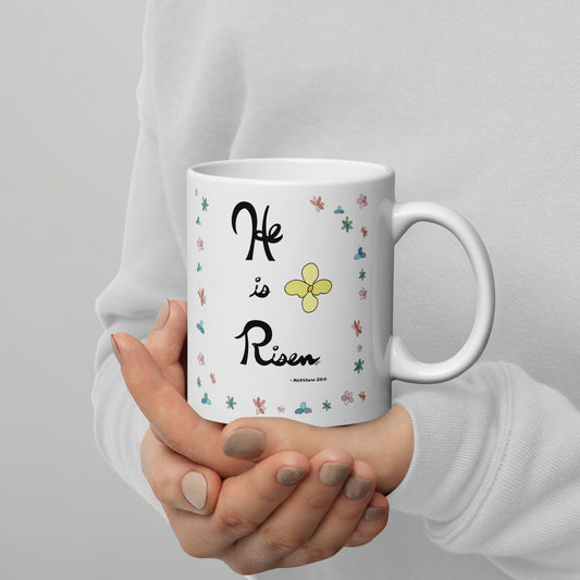 He is Risen (Flowered) - Glossy Mug
