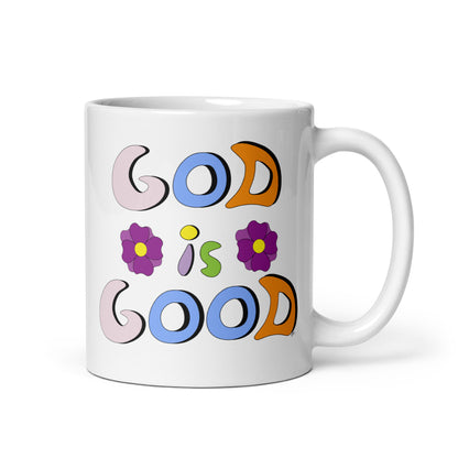 God is Good (Two Flowers) - Glossy Mug