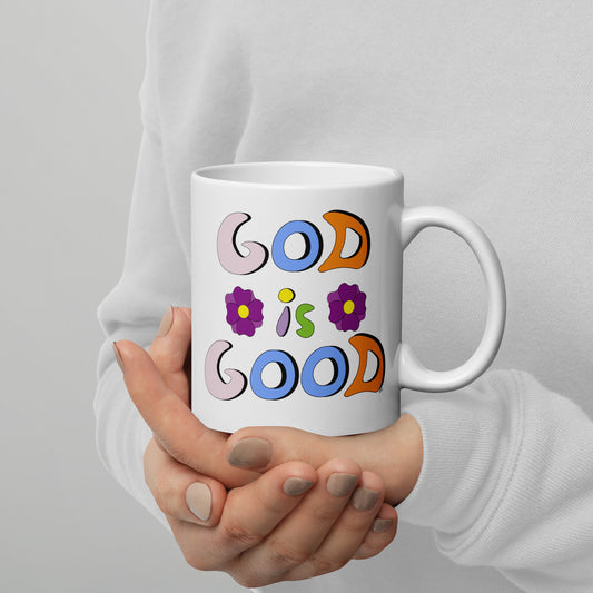 God is Good (Two Flowers) - Glossy Mug