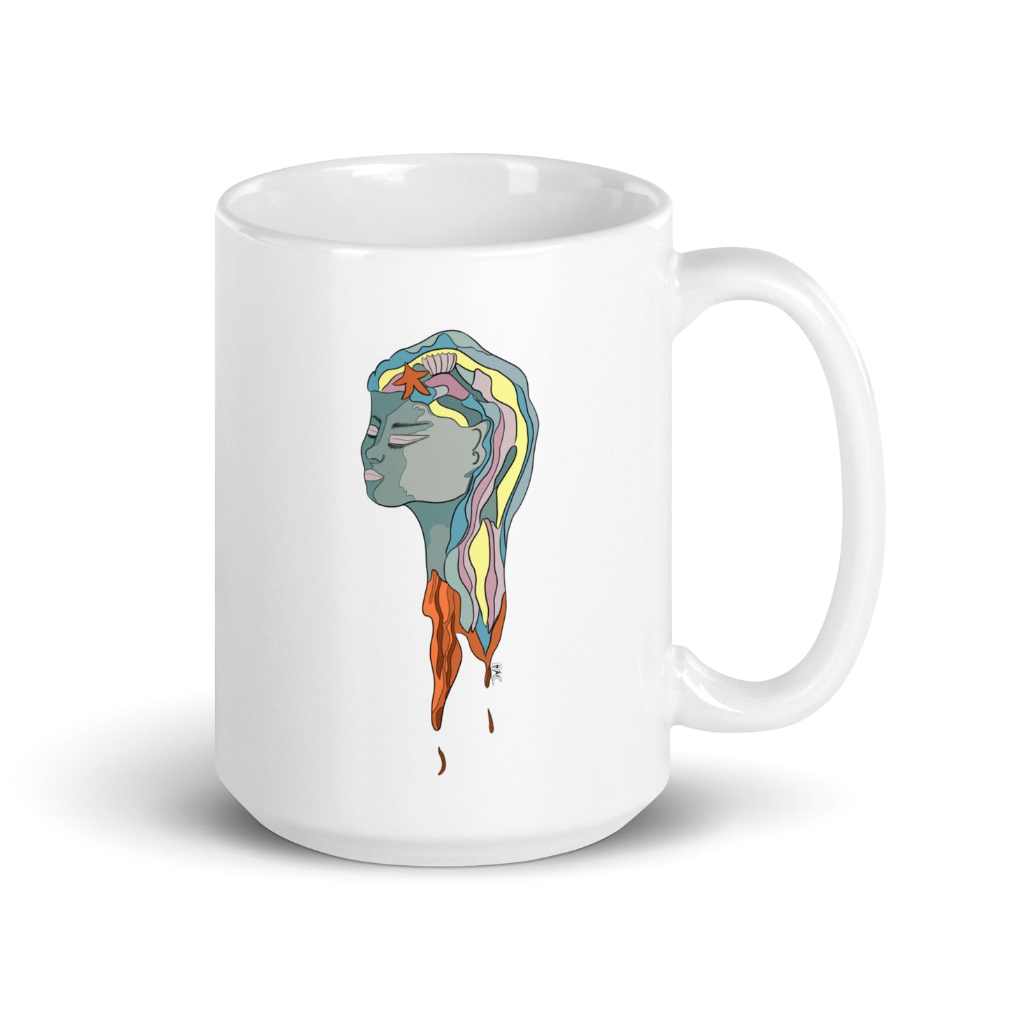 Turquoise Mermaid Head - Glossy Mug