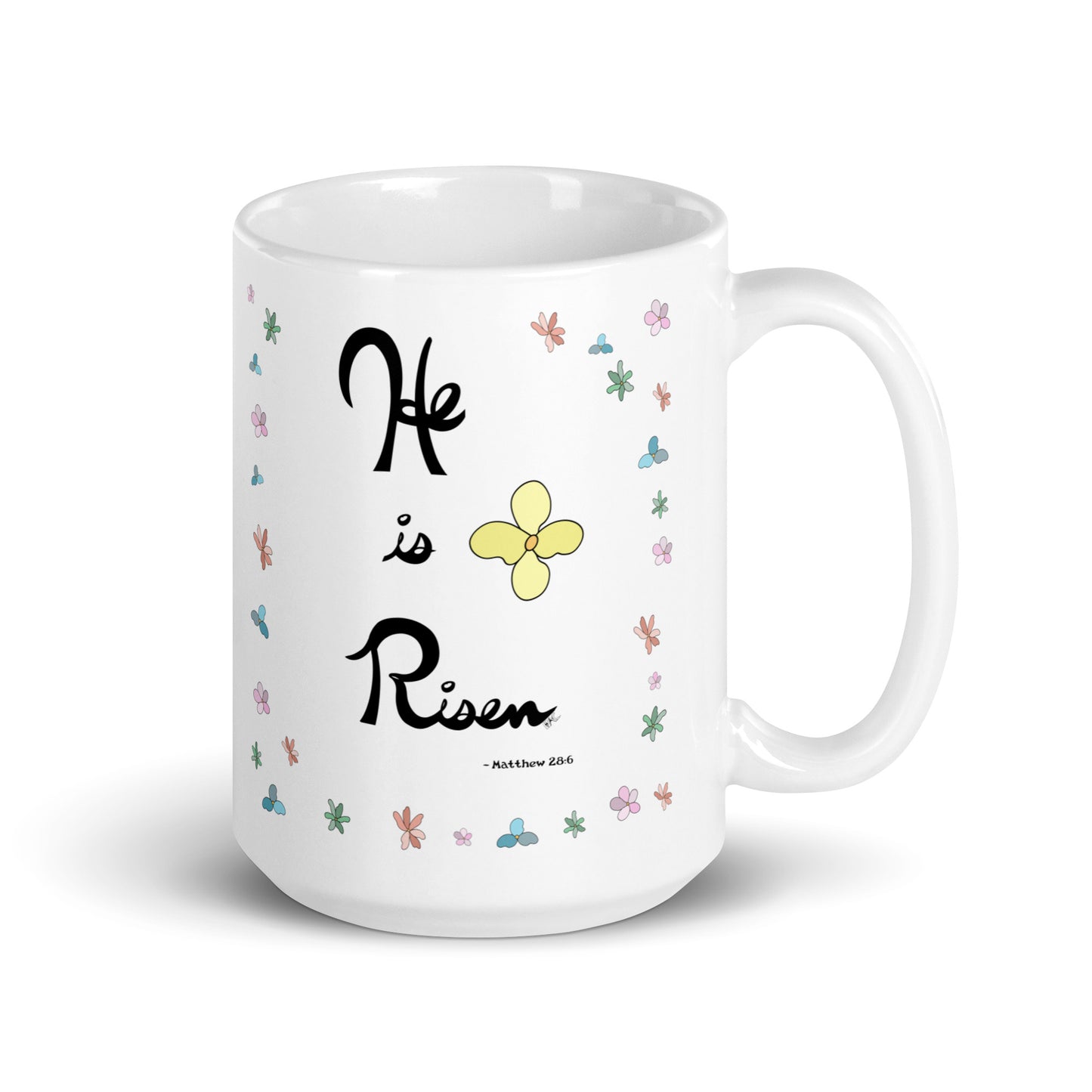 He is Risen (Flowered) - Glossy Mug