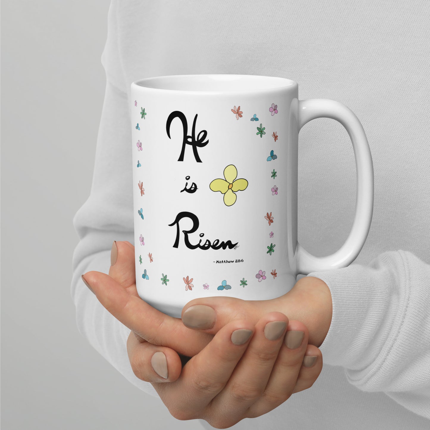 He is Risen (Flowered) - Glossy Mug