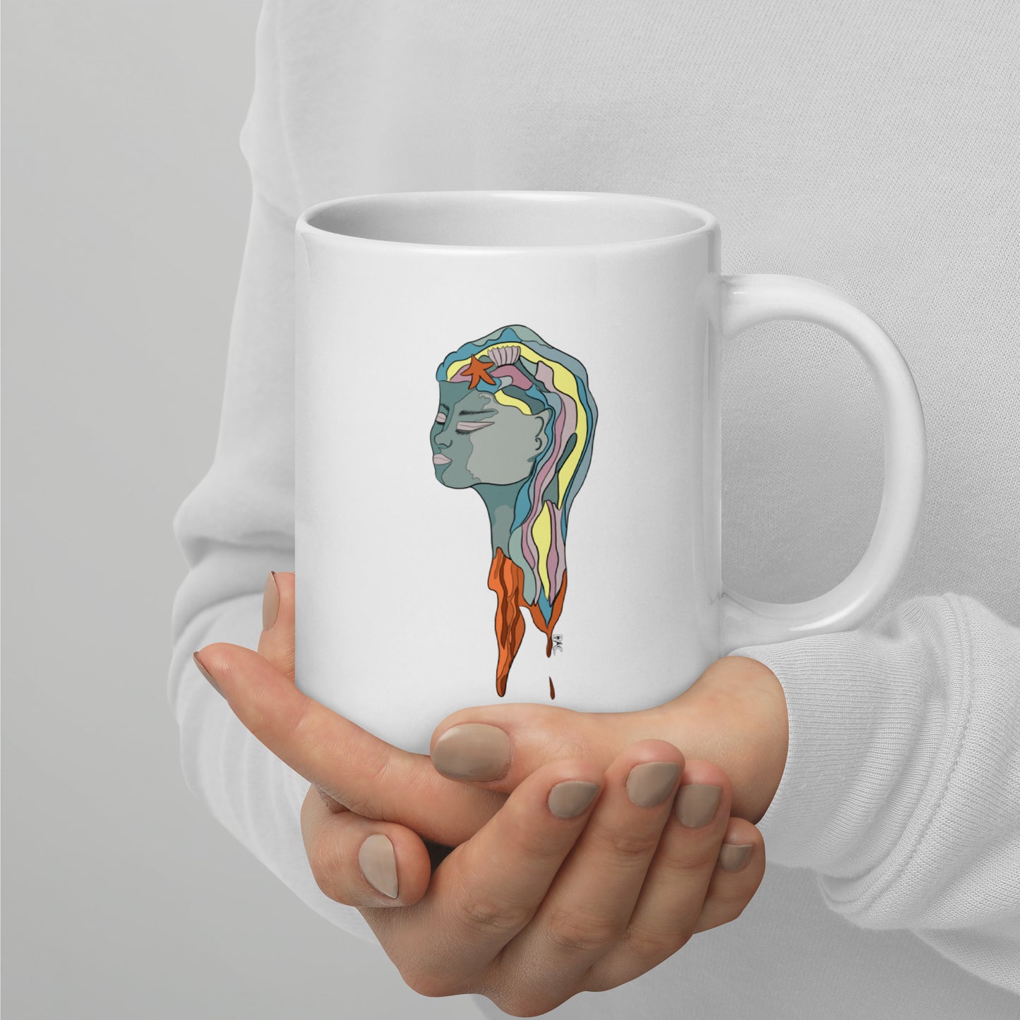 Turquoise Mermaid Head - Glossy Mug