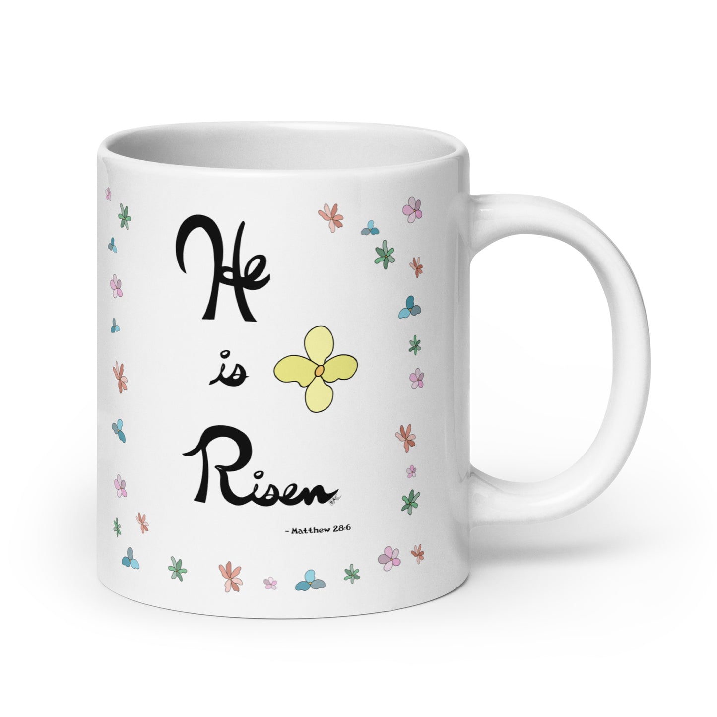 He is Risen (Flowered) - Glossy Mug