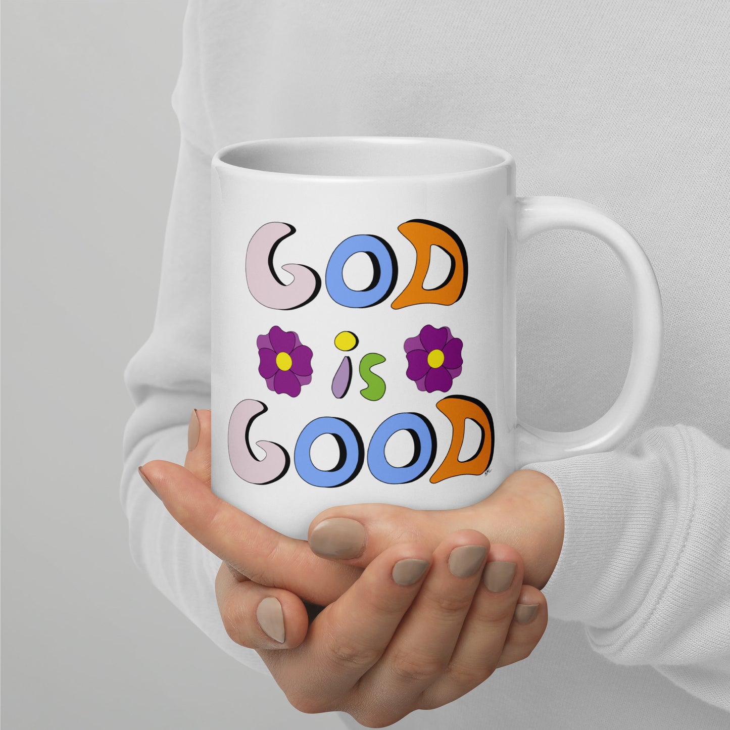 God is Good (Two Flowers) - Glossy Mug