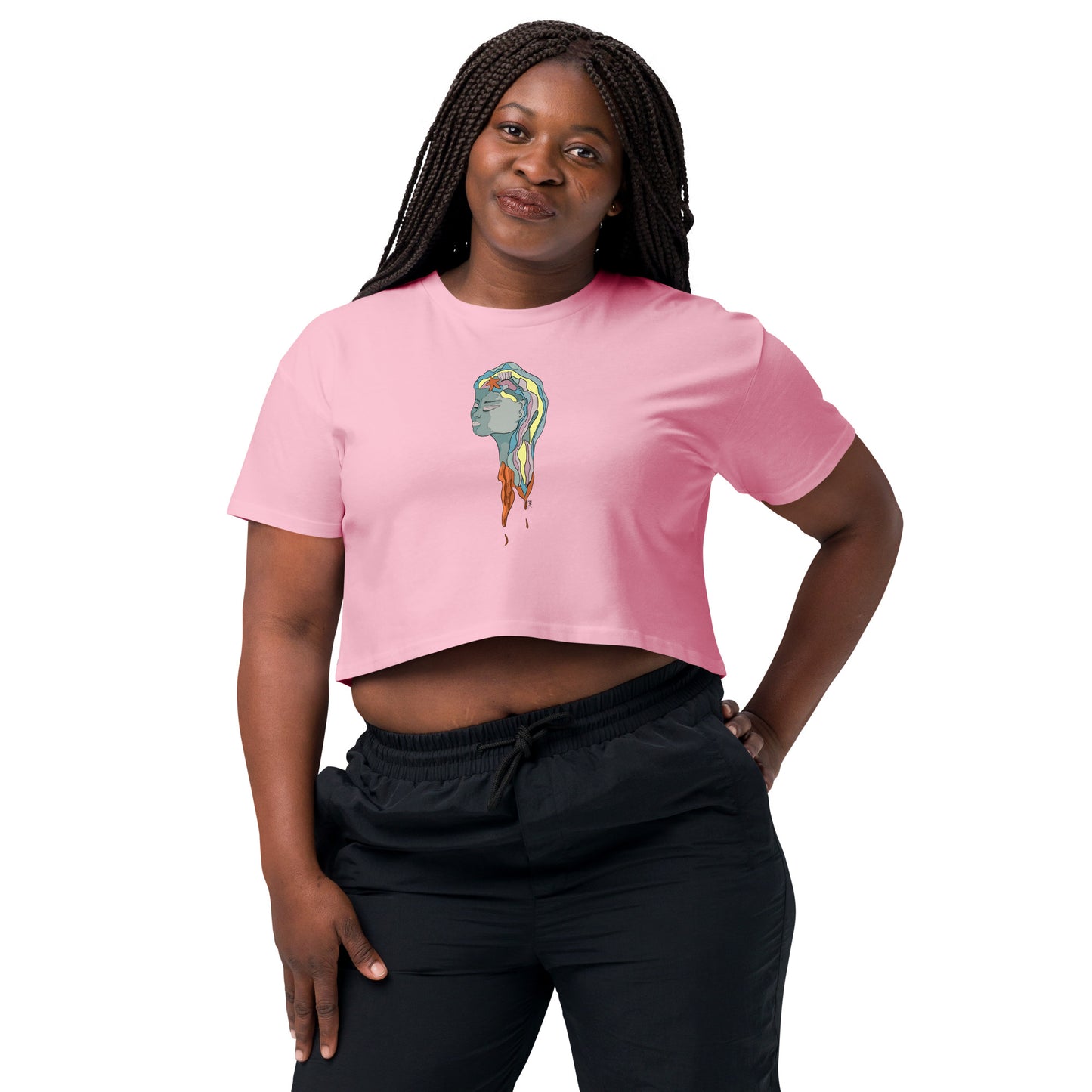 Turquoise Mermaid Head - Crop Top